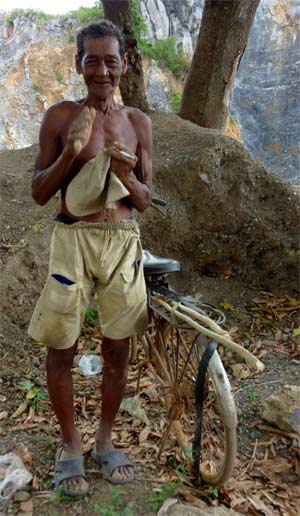 rock quarry worker in kampot