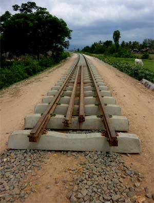 cambodia's new railroad tracks going through the cave area
