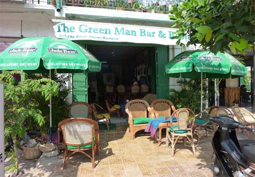 green man bar in kampot cambodia on the riverside