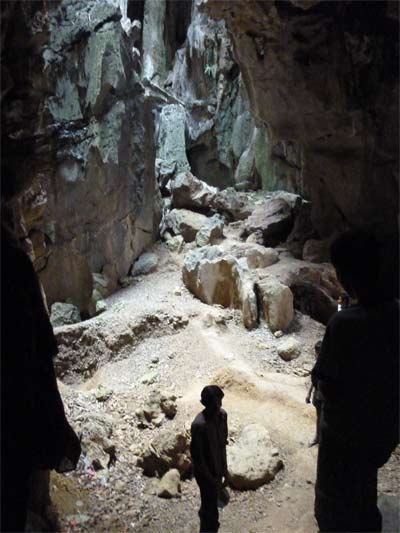 inside the rock quarry cave