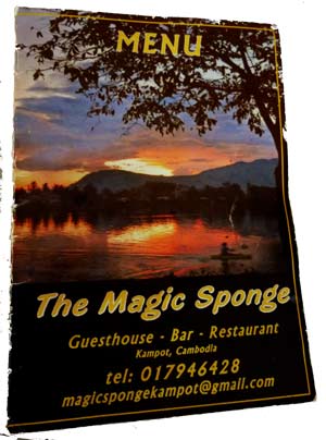 magic sponge menu in kampot, cambodia
