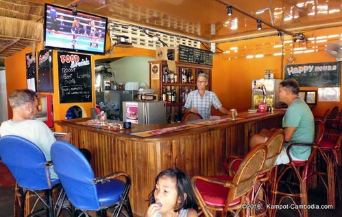 Rusty 2 Bar and Restaurant in Kampot, Cambodia.