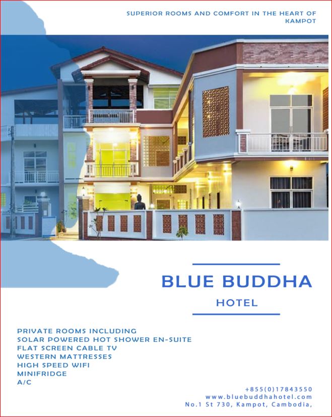 Blue Buddha Hotel in Kampot, Cambodia.