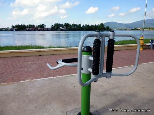 Exercise on the River in Kampot, Cambodia.
