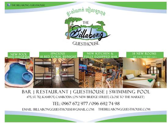 The Billabong Guesthouse in Kampot, Cambodia.