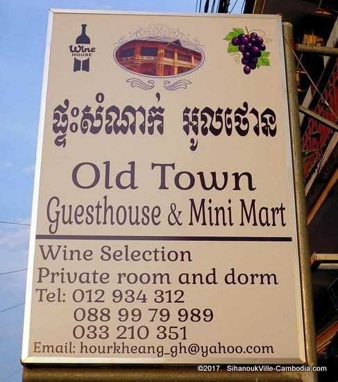 Old Town Guesthouse and Market in Kampot, Cambodia.