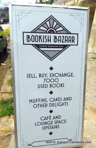Bookish Bazaar Cafe and Bookstore in in Kampot, Cambodia.