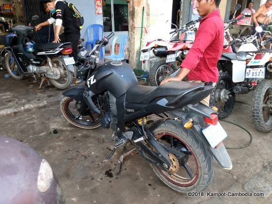 Sean Ly Motorcycle Service Center in Kampot, Cambodia.