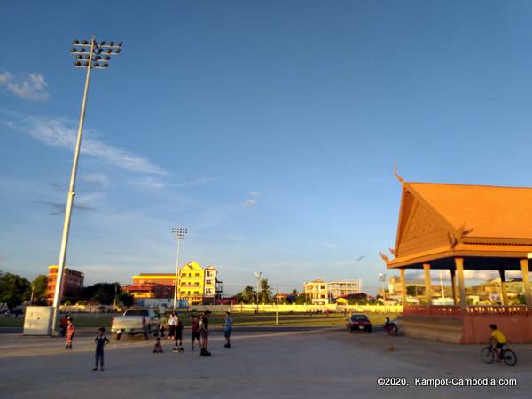 Olympic Stadium in Kampot, Cambodia.