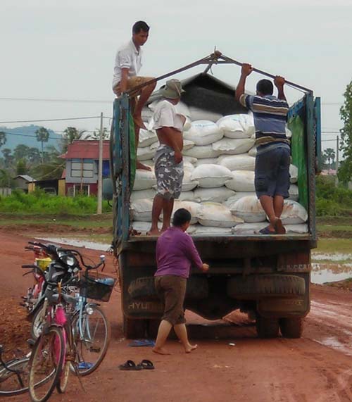 salt truck in kampot, cambodia
