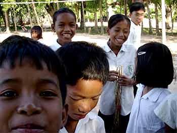 school kids in Kampot