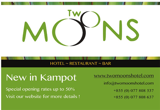Two Moons Hotel & Restaurant in Kampot, Cambodia.