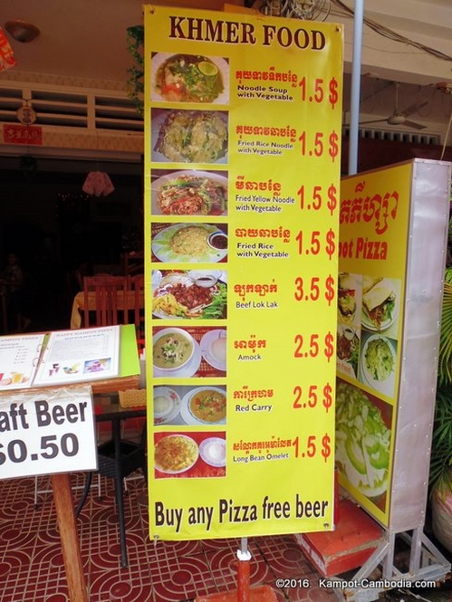 Happy Kampot Pizza in Kampot, Cambodia.