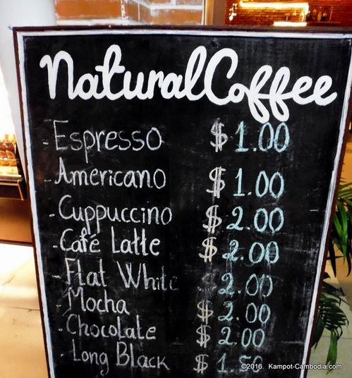 Natural Coffee and Thai Restaurant in Kampot, Cambodia.
