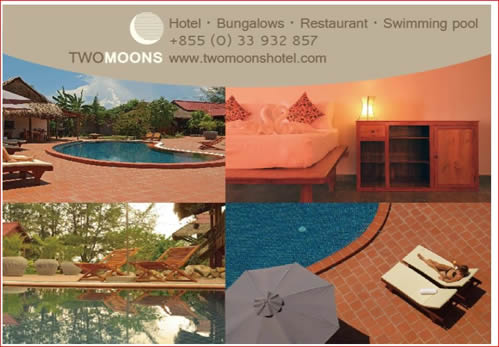 Two Moons Hotel & Restaurant in Kampot, Cambodia.