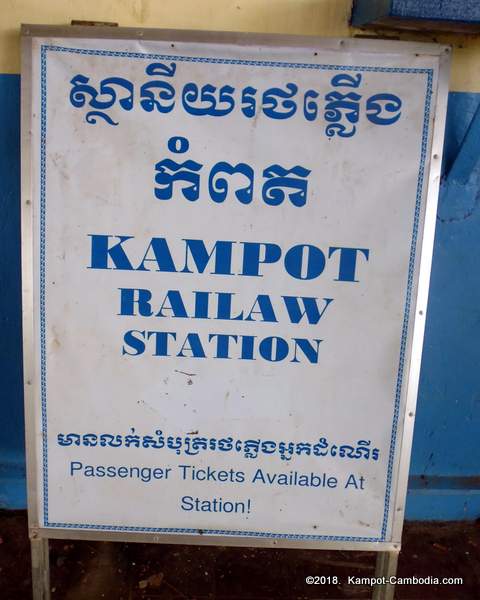 Train service from Kampot to SihanoukVille and Phnom Penh, Cambodia.  Kampot Railroad.