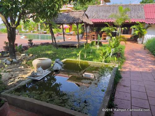 Two Moons Hotel & Restaurant in Kampot, Cambodia.