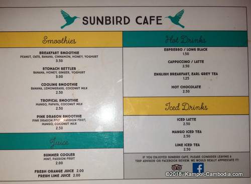 Sunbird Cafe & Bakery in Kampot, Cambodia.