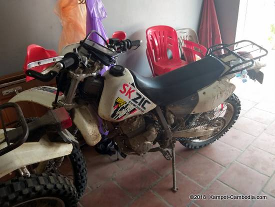 Kampot Dirt Bike Shop in Kampot, Cambodia.  Big Bike Repairs.