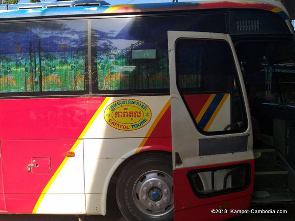 Capitol Tours Bus in Kampot, Cambodia.