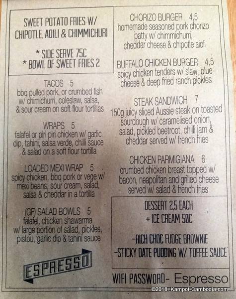Espresso Cafe and Rumble Fish Coffee in Kampot, Cambodia.