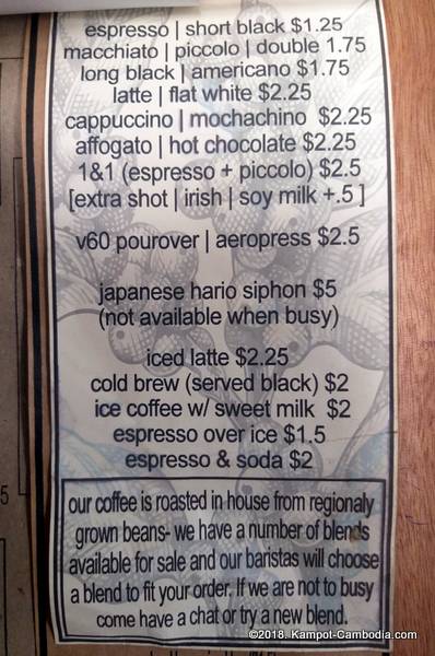 Espresso Cafe and Rumble Fish Coffee in Kampot, Cambodia.