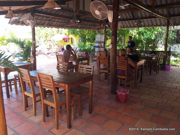 Two Moons Hotel & Restaurant in Kampot, Cambodia.