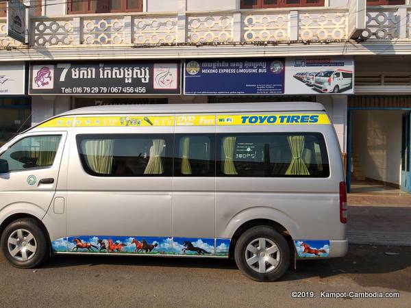 Mekong Express Bus in Kampot, Cambodia.