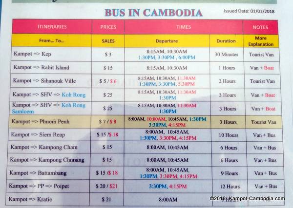 Champa Express Travel & Tours Bus in Kampot, Cambodia.