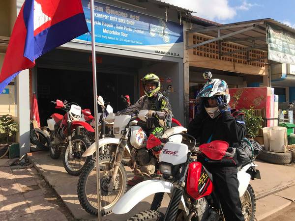 Kampot Dirt Bike Shop in Kampot, Cambodia.  Big Bike Repairs.