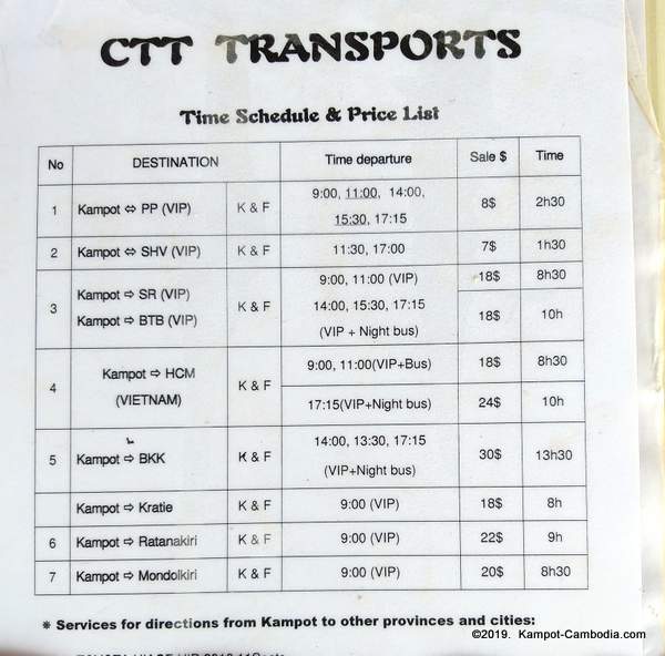 CTT Transports Bus in Kampot, Cambodia.