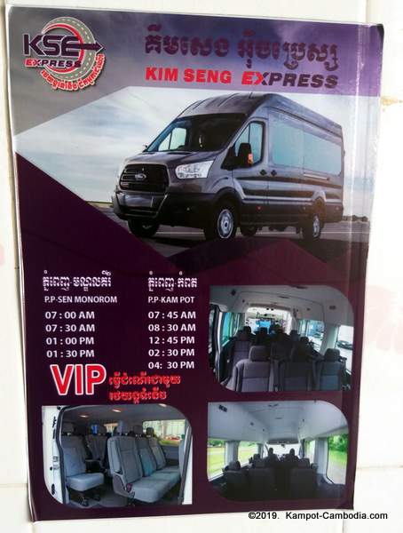 Kim Seng Express Bus in Kampot, Cambodia.