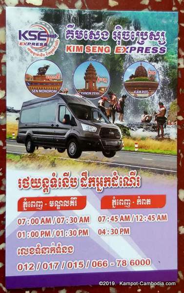 Kim Seng Express Bus in Kampot, Cambodia.