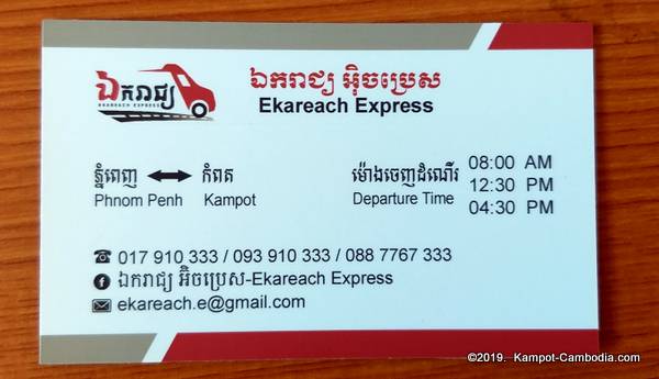 Ekareach Express Bus in Kampot, Cambodia.