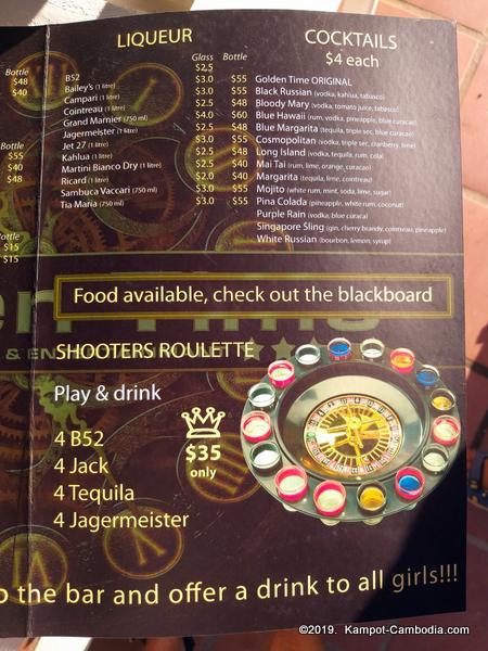 Golden Time Bar in Kampot, Cambodia.