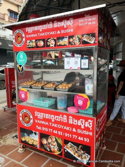 Vanna Takoyaki &  Sushi in Kampot, Cambodia.