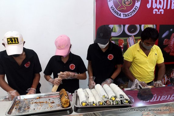 Vanna Takoyaki &  Sushi in Kampot, Cambodia.