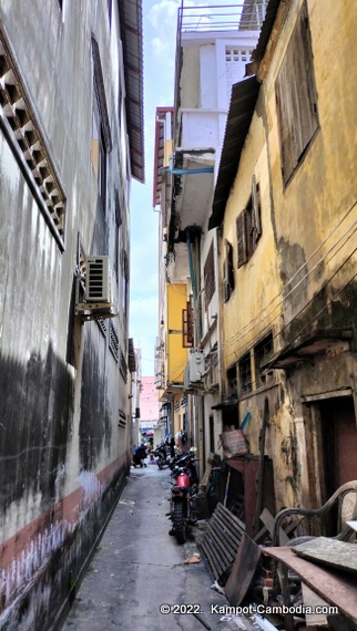 Kampot Lane in Kampot, Cambodia.  Little Alley of Fun.