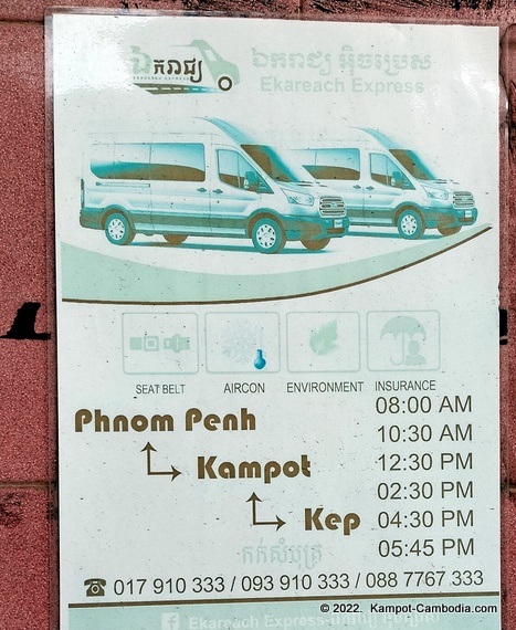 Ekareach Express Bus in Kampot, Cambodia.