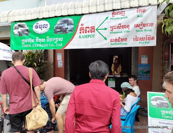 Vibol Express Bus in Kampot, Cambodia.