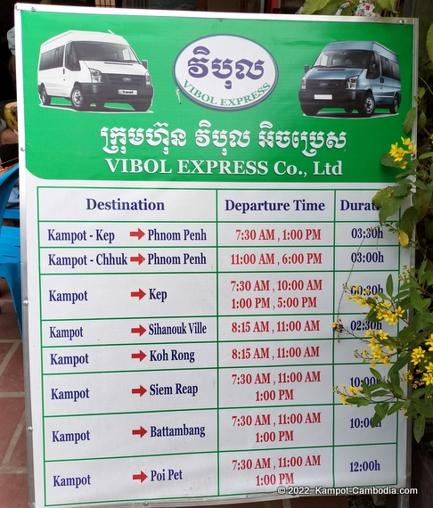 Vibol Express Bus in Kampot, Cambodia.