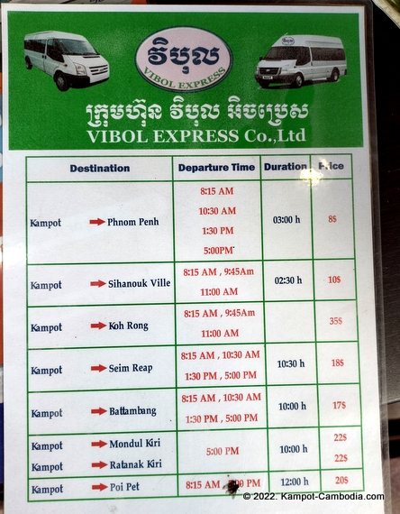 Vibol Express Bus in Kampot, Cambodia.