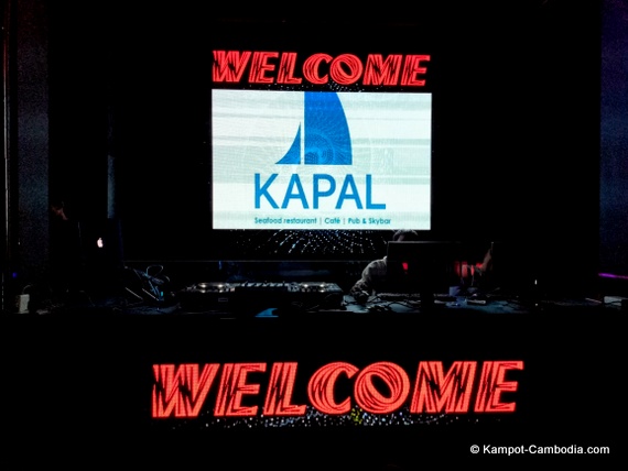 Kapal Seafood Restaurant, Club and SkyBar in Kampot, Cambodia.