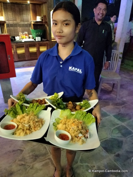 Kapal Seafood Restaurant, Club and SkyBar in Kampot, Cambodia.