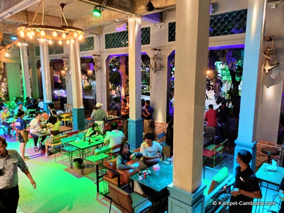 Kapal Seafood Restaurant, Club and SkyBar in Kampot, Cambodia.