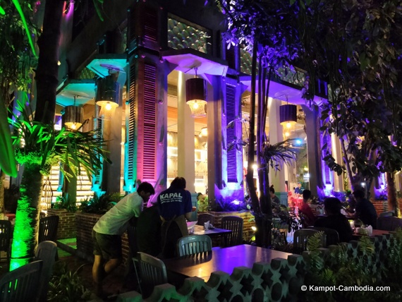 Kapal Seafood Restaurant, Club and SkyBar in Kampot, Cambodia.