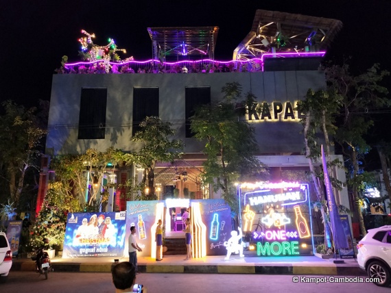 Kapal Seafood Restaurant, Club and SkyBar in Kampot, Cambodia.