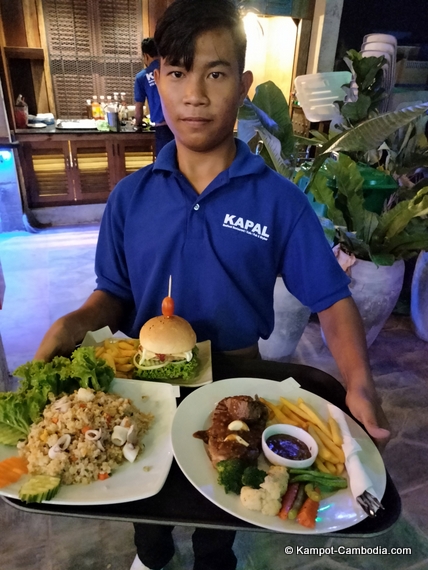 Kapal Seafood Restaurant, Club and SkyBar in Kampot, Cambodia.