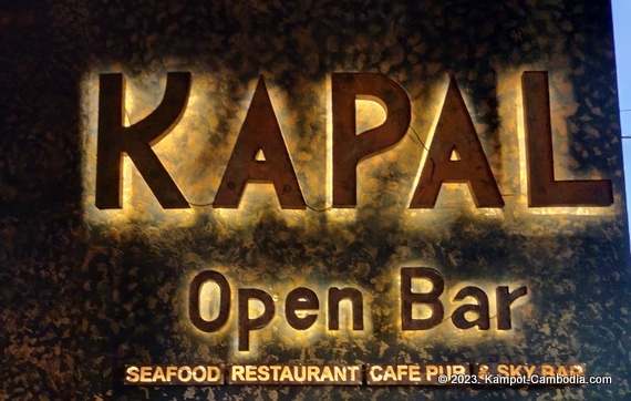 Kapal Seafood Restaurant, Club and SkyBar in Kampot, Cambodia.
