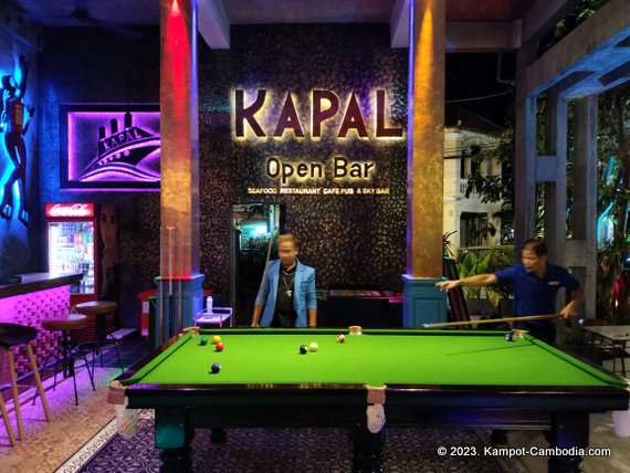 Kapal Seafood Restaurant, Club and SkyBar in Kampot, Cambodia.